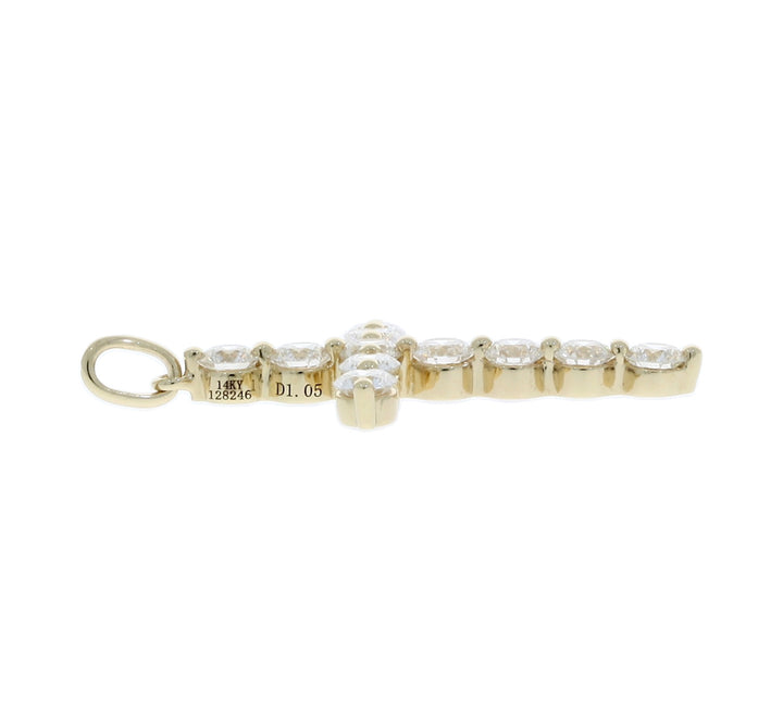 Diamond Cross Pendant 14K Yellow Gold 1.04CT