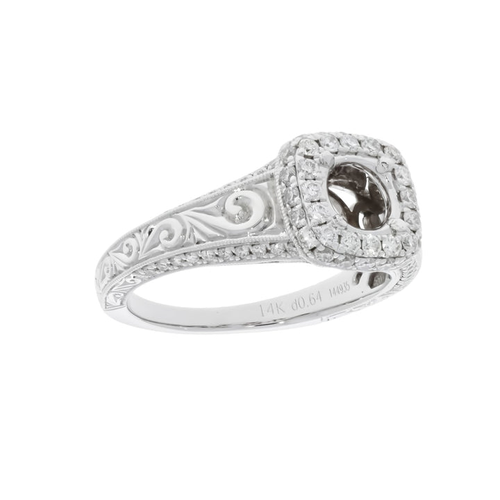 Diamond Halo Filigree Setting 14K White Gold