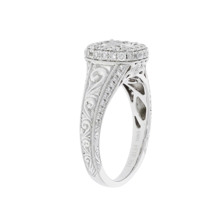 Diamond Halo Filigree Setting 14K White Gold