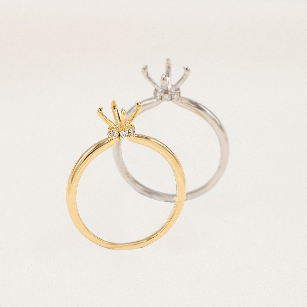 Diamond Hidden Halo Mounting Setting 14K Yellow Gold