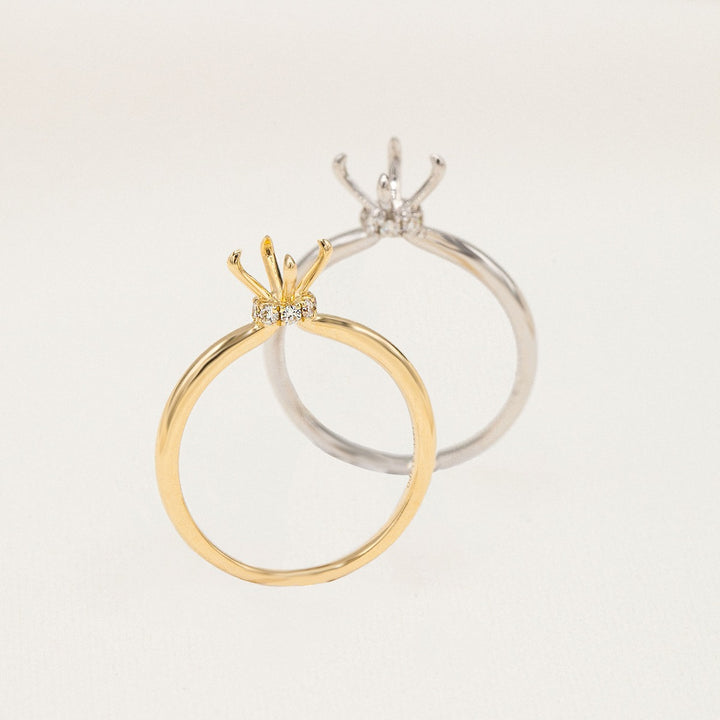 Diamond Hidden Halo Mounting Setting 14K Yellow Gold