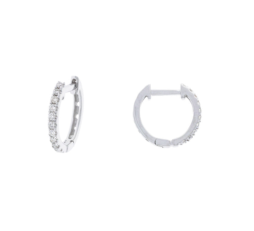 Diamond Huggie Hoops 14K White Gold .18CTW