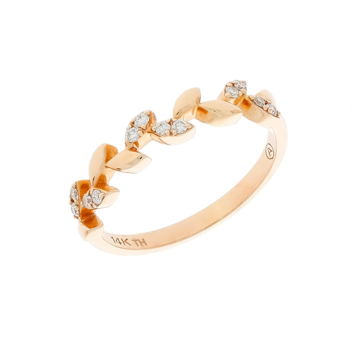 Nature Inspired Leaf Band 14K Rose Gold .12 CTW