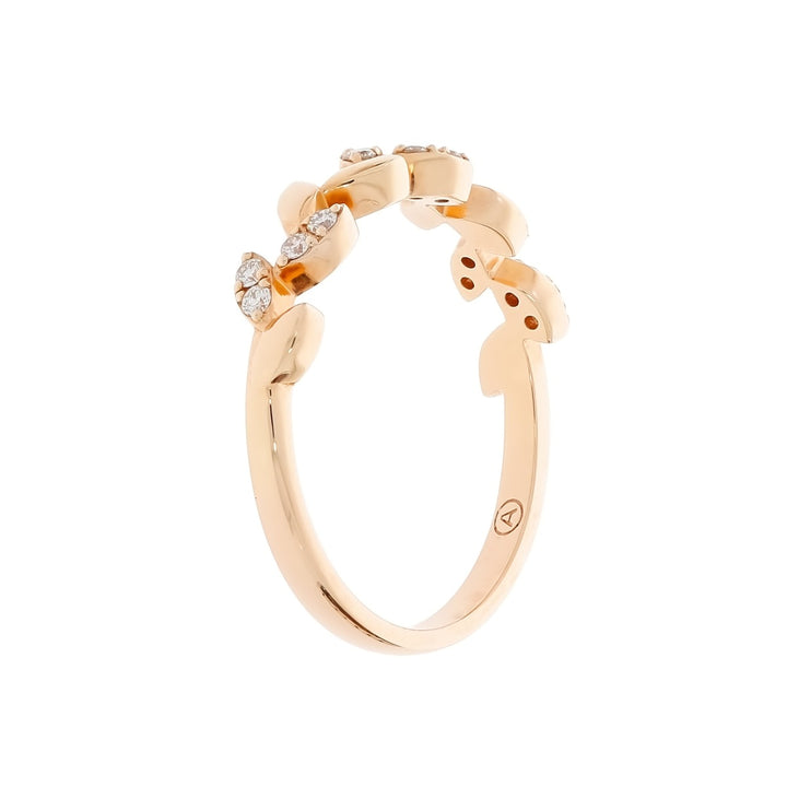 Nature Inspired Leaf Band 14K Rose Gold .12 CTW