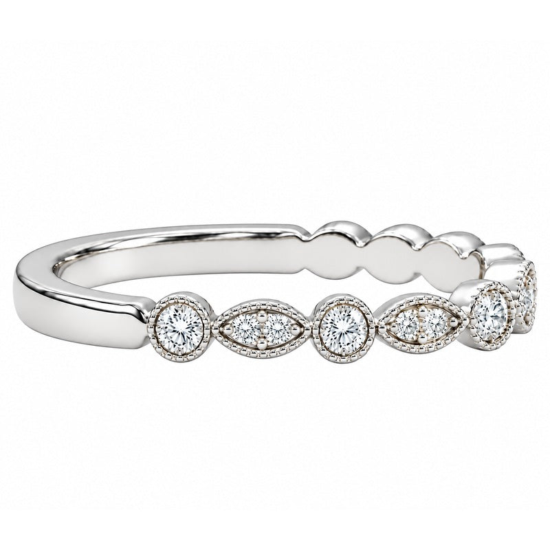 Beaded Marquise Diamond Band 14K White Gold .22CTW
