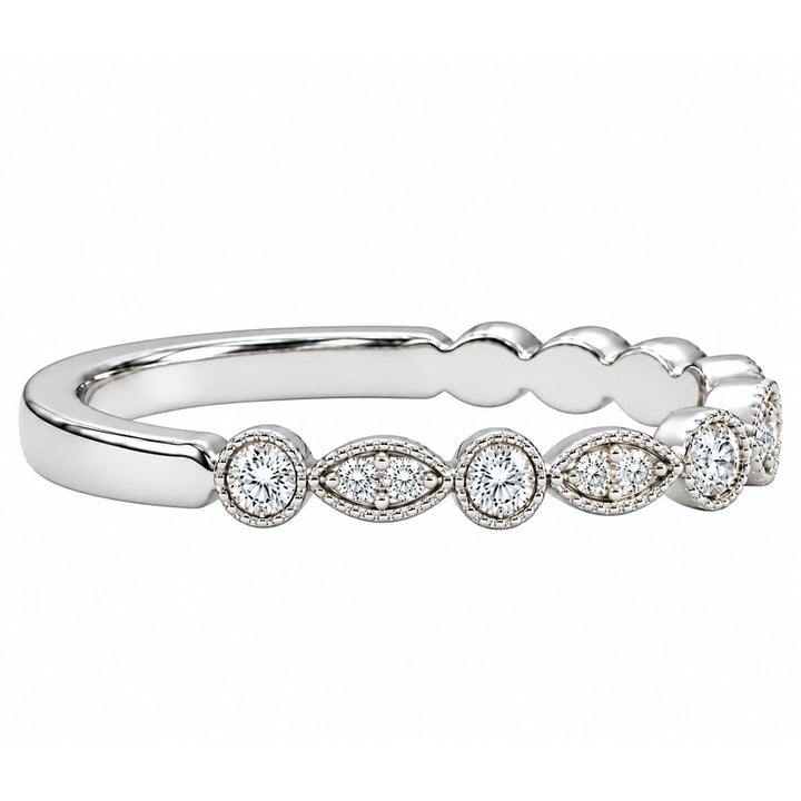 Beaded Marquise Diamond Band 14K White Gold .22CTW