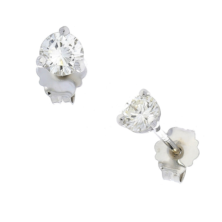 Round Diamond Stud Earrings 14K White Gold .30CTW