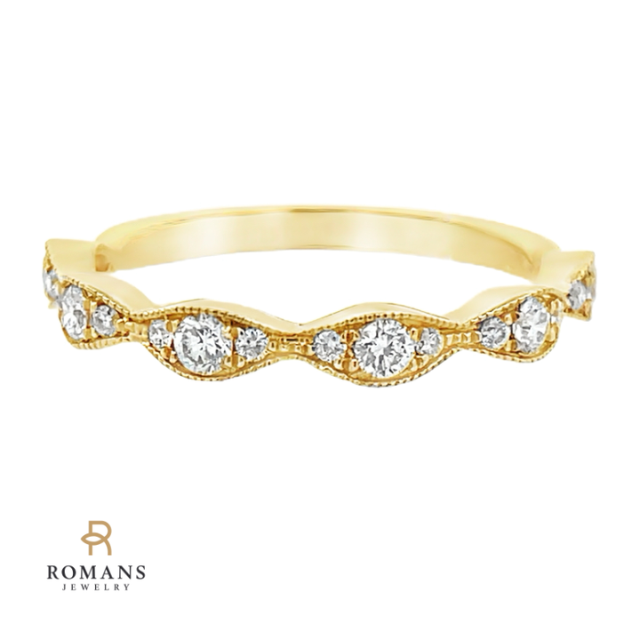 Milgrain Diamond Band 14K Yellow Gold 0.35 CT