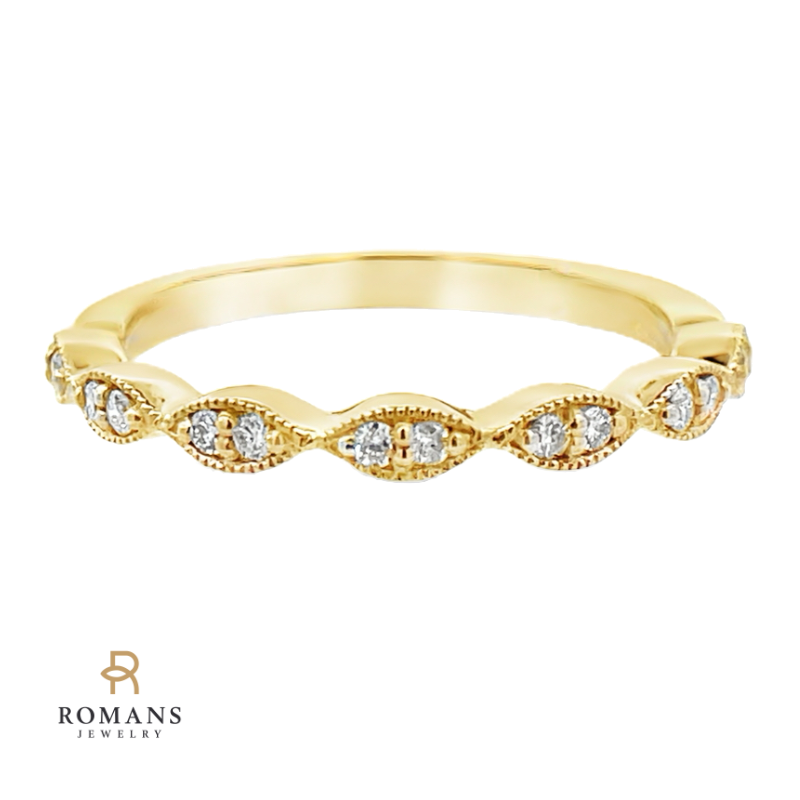 Diamond Marquise Style Milgrain Band 0.19 CT