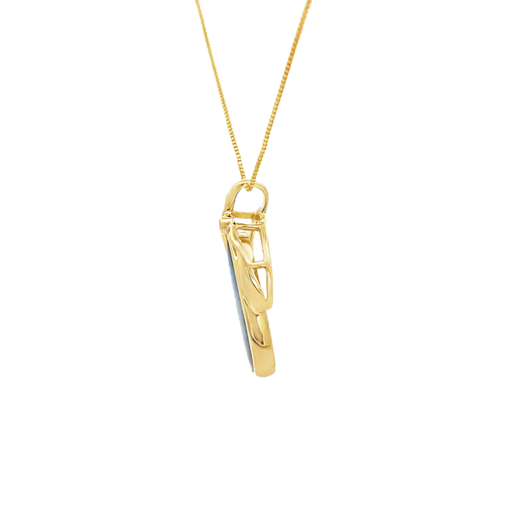 Black Opal Diamond Pendant 14K Yellow Gold