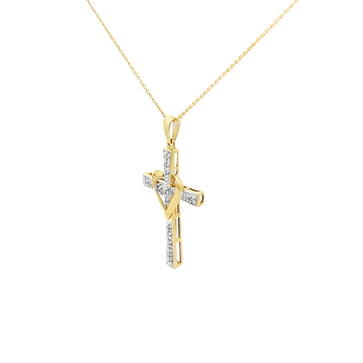 Diamond Cross Pendant 10K Two Tone 0.10CTW