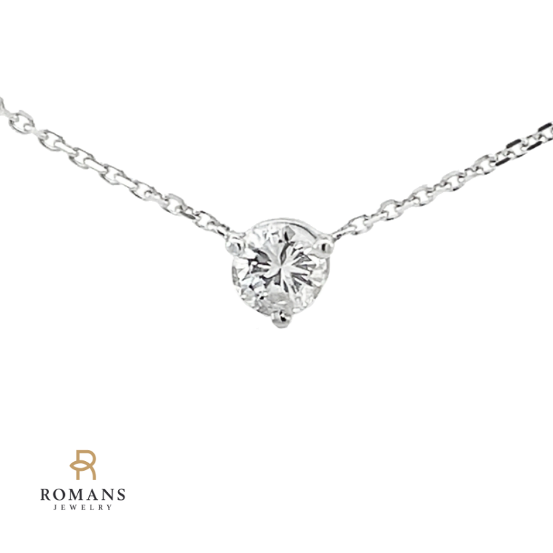 Round 0.30ct Diamond Floating Necklace 14K White Gold