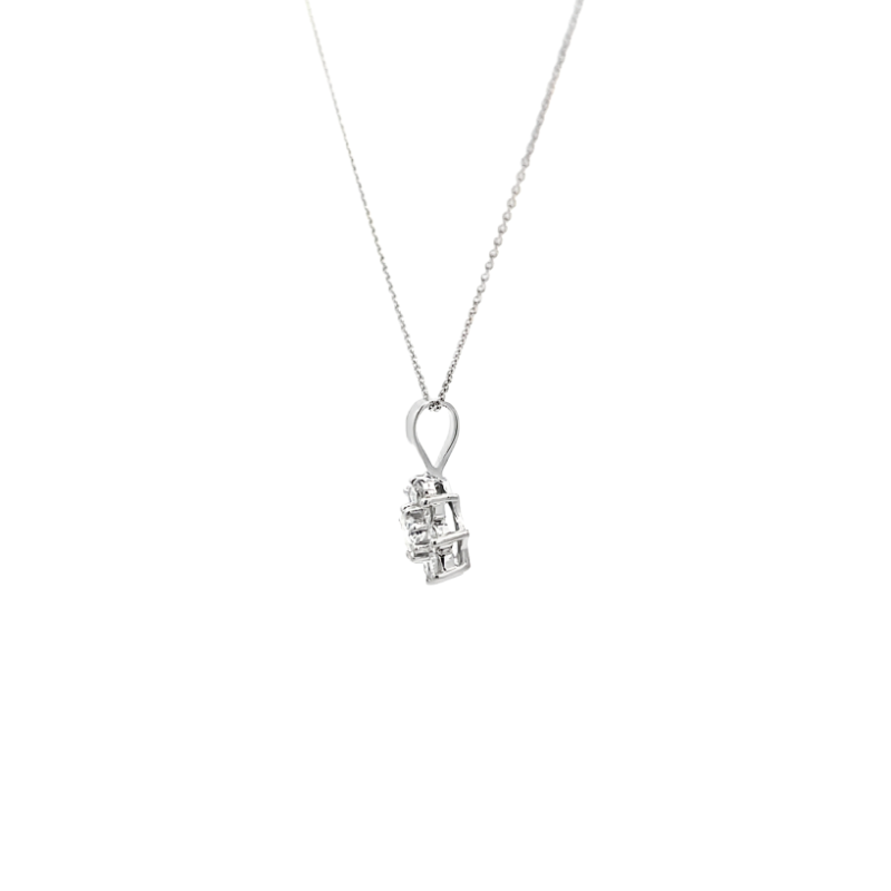 Cluster Flower Pendant 14K White Gold .44CTW