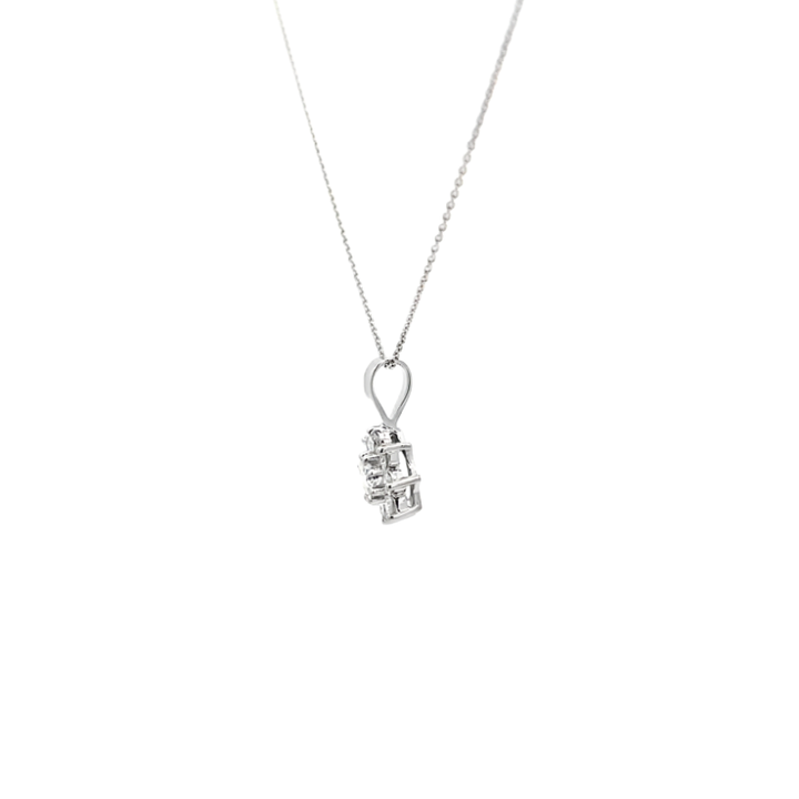 Cluster Flower Pendant 14K White Gold .44CTW