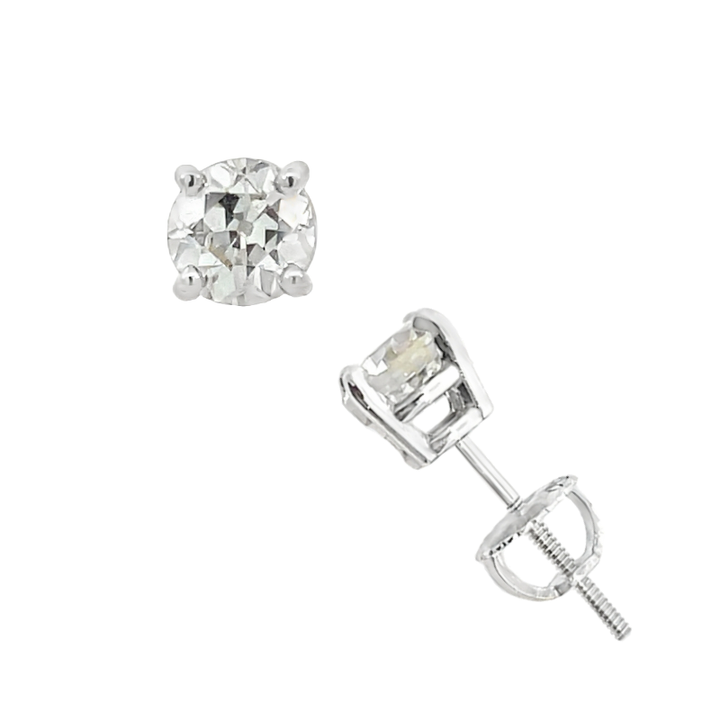 Diamond Stud Old European Cut 1.40 CT Platinum