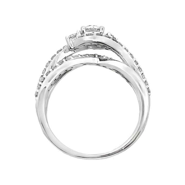 Tri-Diamond Wedding Ring 14K White Gold