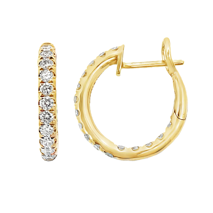 Double Diamond Hoops 14K Yellow Gold 1.23 CT 18MM