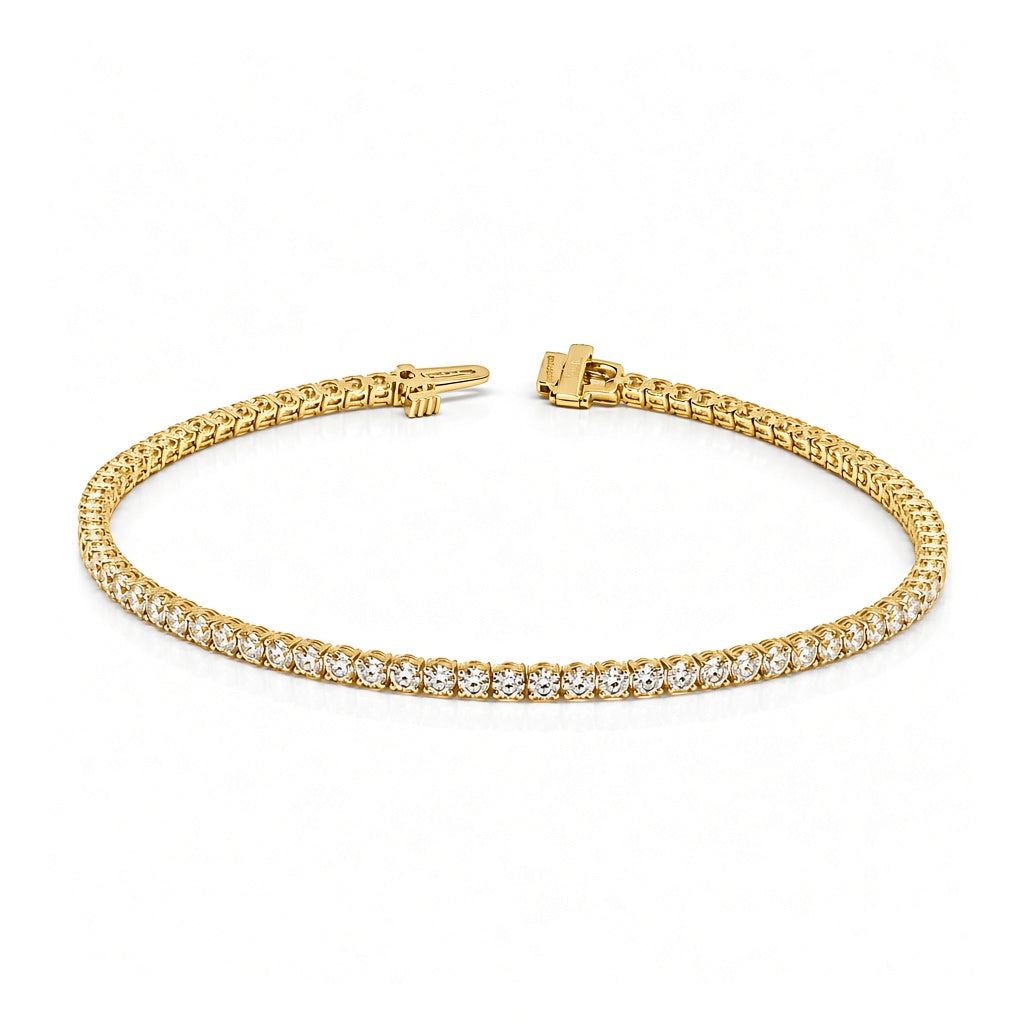 Natural Diamond Tennis Bracelet 14K Yellow Gold 2CTW
