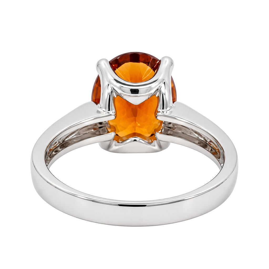 Madeira Citrine &amp; Diamond Ring 14K White Gold 3.20CT