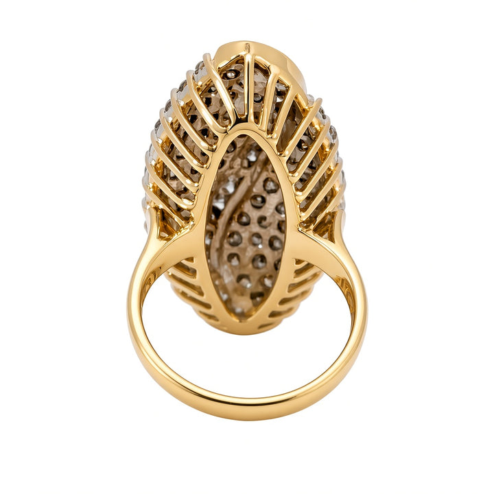 Diamond Marquise Cluster Cocktail Ring 1.86CTW 10K Yellow Gold