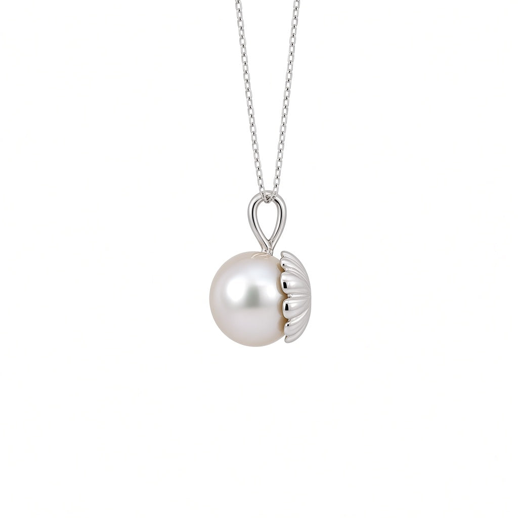 Non-Cultured Pearl Pendant 6MM 14K White Gold