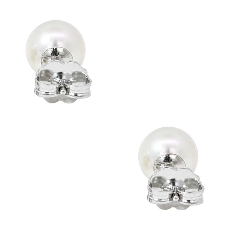 Pearl Stud Earrings 14K White Gold 7MM Classic