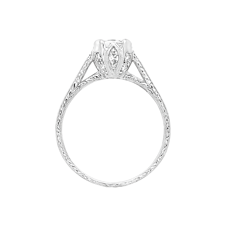 Tulip Diamond Engagement Pavé Ring 14K White Gold 1.02CT