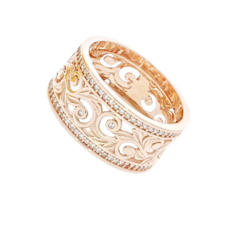Hawaiian Filigree Diamond Band 14K Rose Gold .11CTW