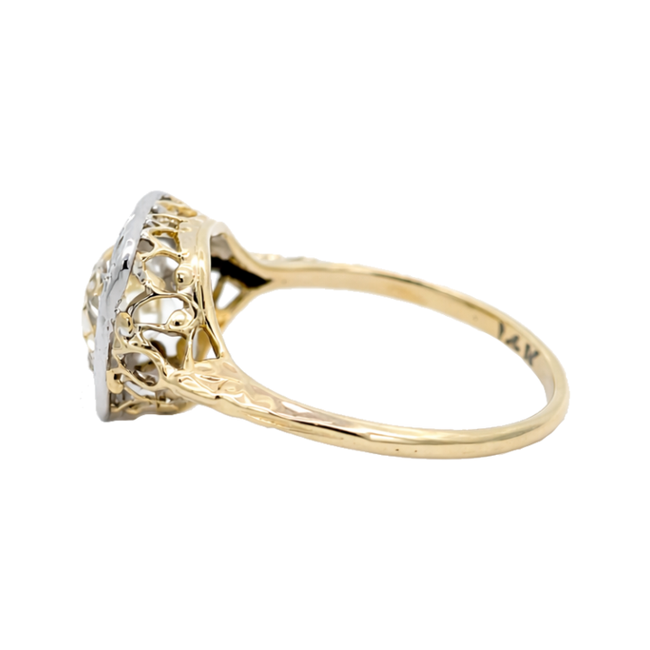 Old European Diamond Filigree Engagement Ring 14K Two Tone 1.40CT