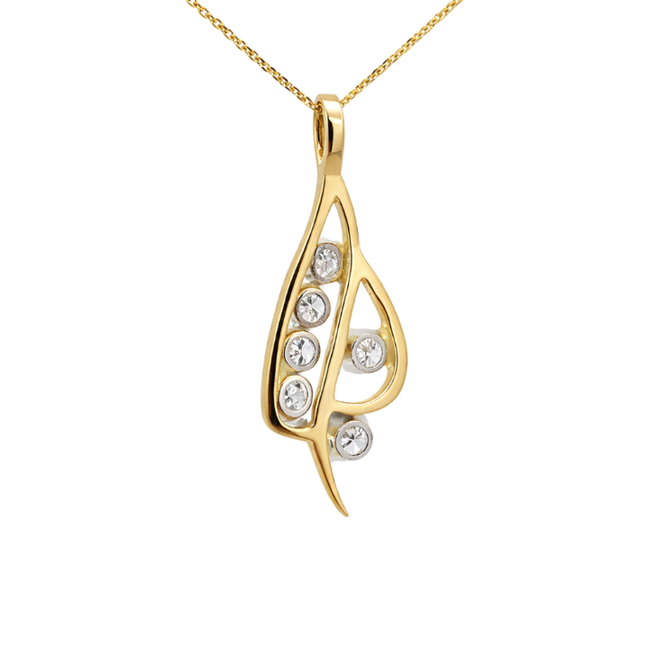 Drop Leaf Diamond Pendant 14K Two Tone .81CTW