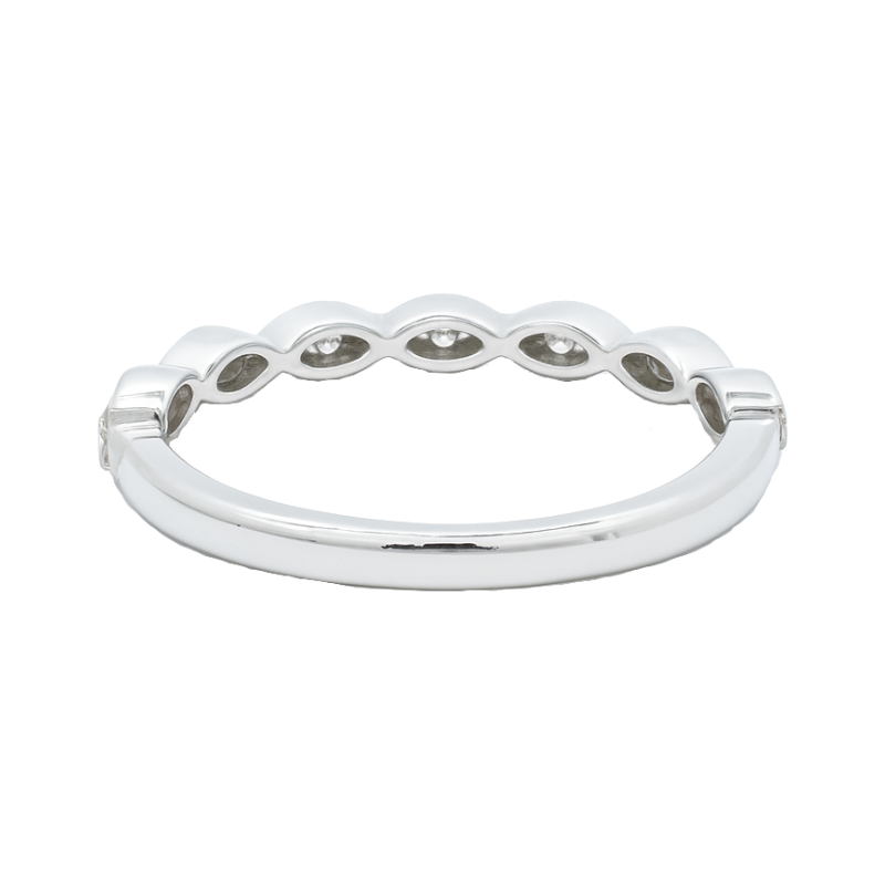 Thin Diamond Milgrain Wedding Band 14K White Gold .18CTW