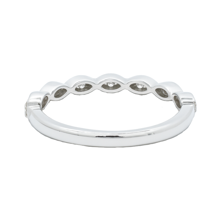 Thin Diamond Milgrain Wedding Band 14K White Gold .18CTW