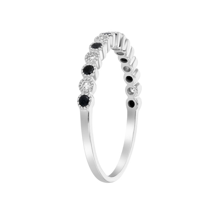 Diamond & Black Diamond Milgrain Band 14K White Gold .25 CTW