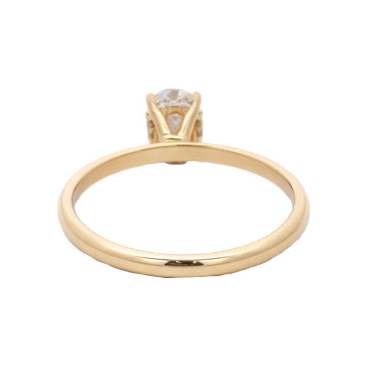 Oval Diamond Engagement Hidden Halo Ring 14K Yellow Gold .69CT
