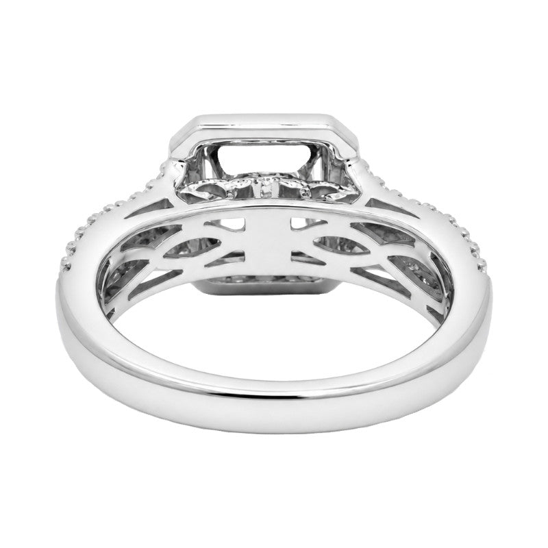Natural Diamond Halo Princess Engagement Ring Setting 14K White Gold