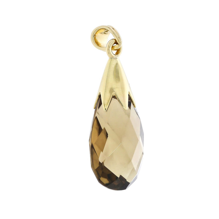 Smokey Quartz Pendant 14K Yellow Gold 15CT