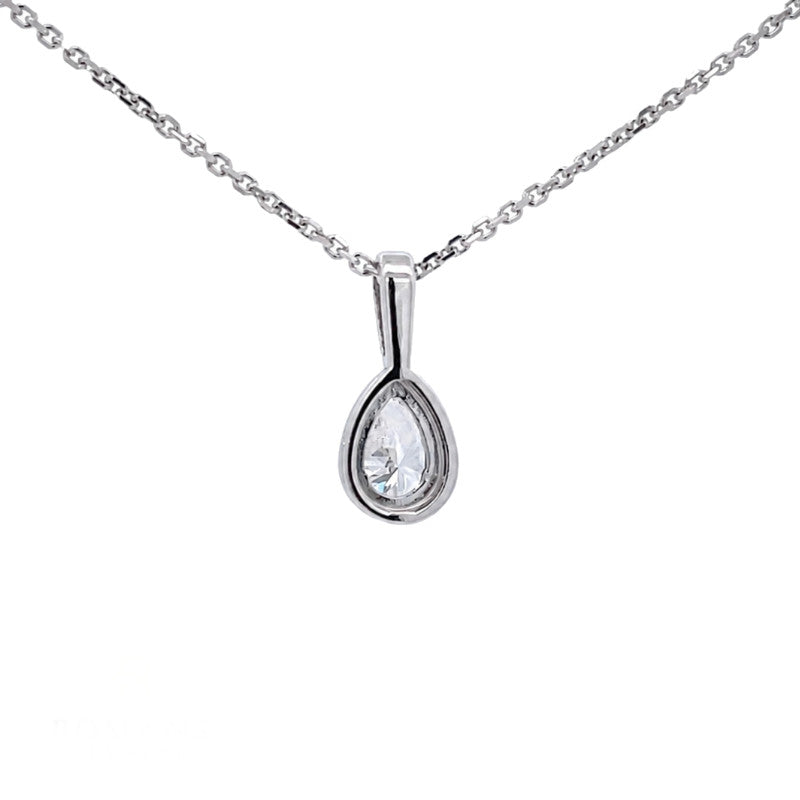 Pear Cut Diamond Halo Pendant 0.34CT 14K White Gold GIA