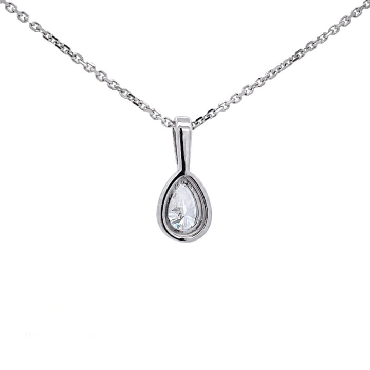 Pear Cut Diamond Halo Pendant 0.34CT 14K White Gold GIA