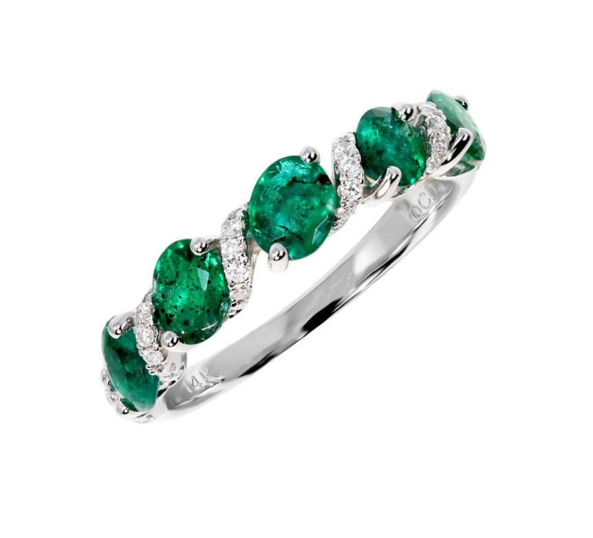 Emerald Diamond Band 14K White Gold 1.64 CTW
