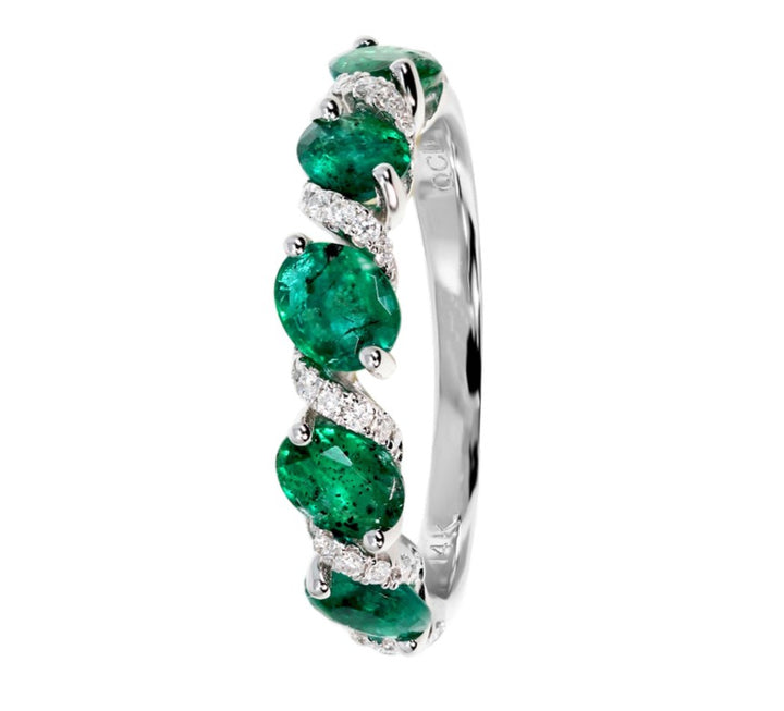 Emerald Diamond Band 14K White Gold 1.64 CTW