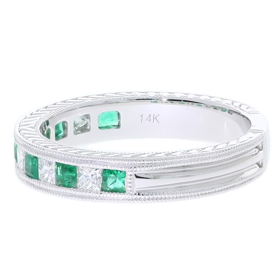 Emerald Diamond Band 14K White Gold .40 CTW