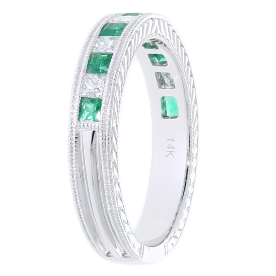 Emerald Diamond Band 14K White Gold .40 CTW