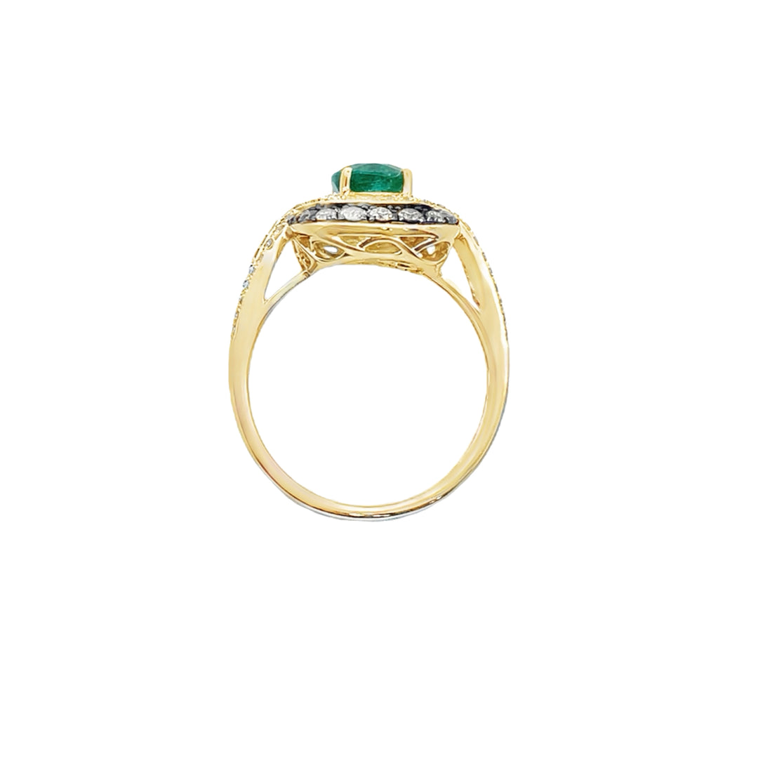 Effy Emerald Diamond Halo Ring 14K Yellow 1.08CT