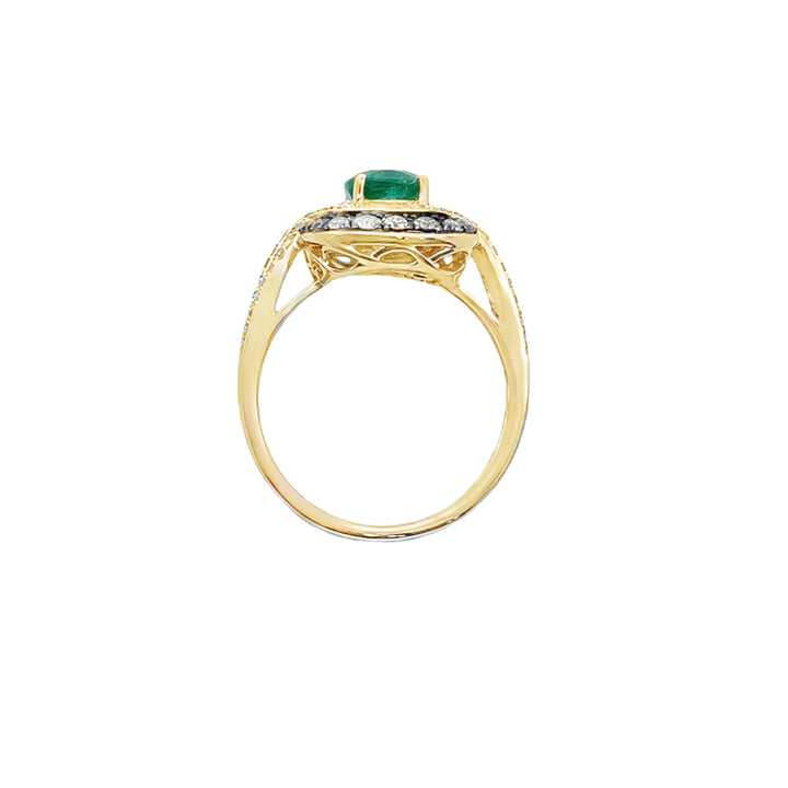 Effy Emerald Diamond Halo Ring 14K Yellow 1.08CT