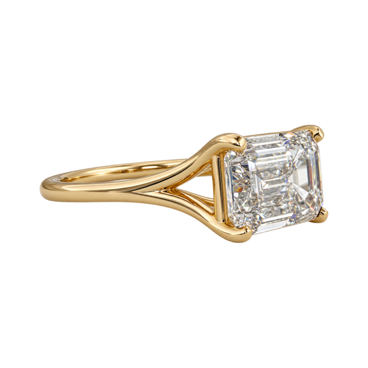 Emilia Emerald Cut 2.45CT Lab Grown Diamond Solitaire Engagement Ring 14K Yellow Gold