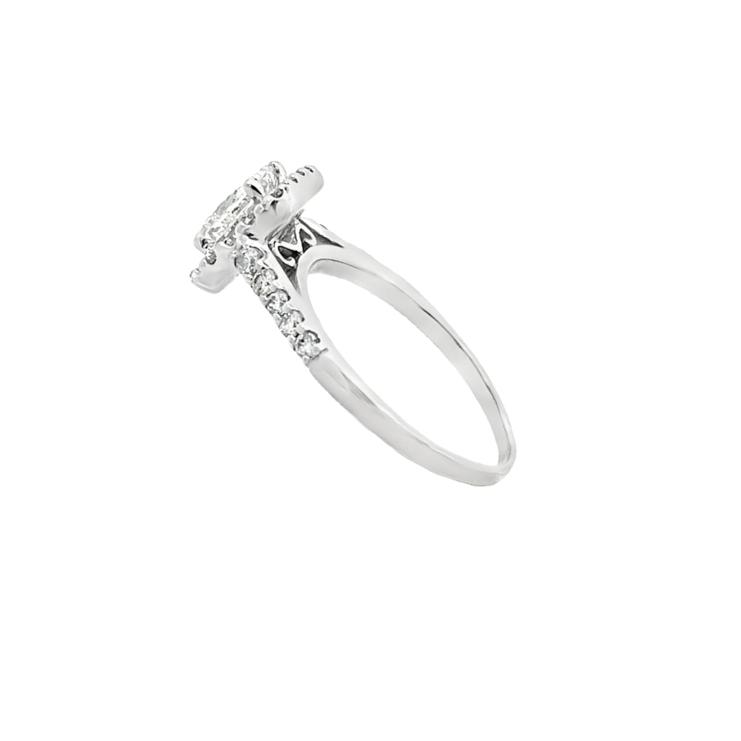 Princess Diamond Halo Engagement Ring 14K White Gold