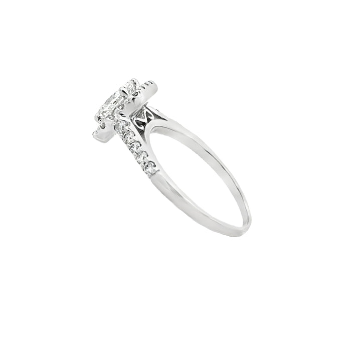 Princess Diamond Halo Engagement Ring 14K White Gold