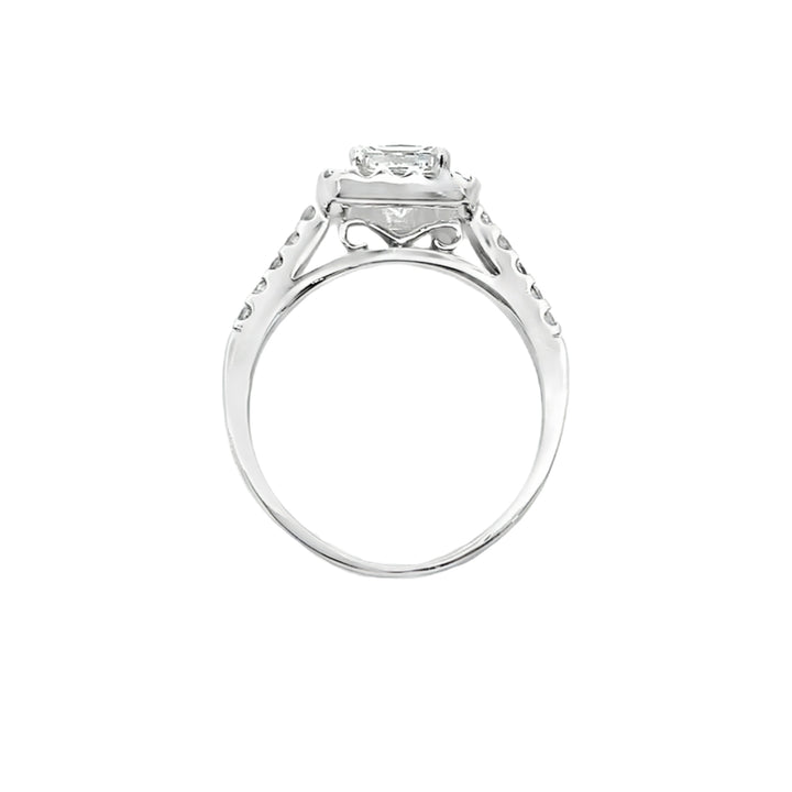 Princess Diamond Halo Engagement Ring 14K White Gold