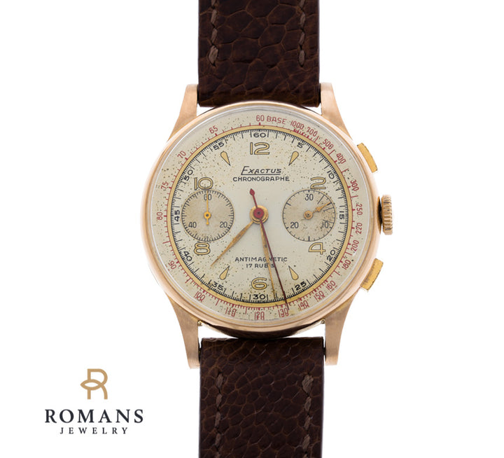 Exactus Chronograph Wristwatch Antimagnetic 18K Rose Gold