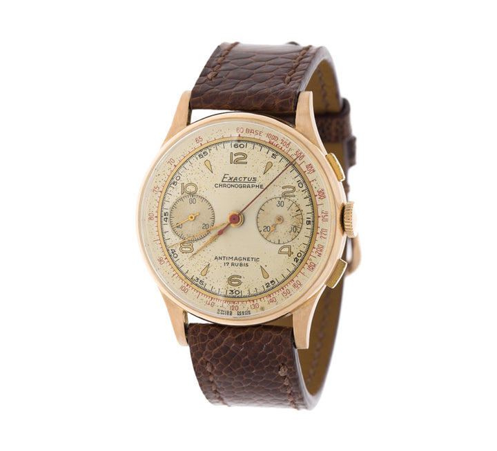 Exactus Chronograph Wristwatch Antimagnetic 18K Rose Gold